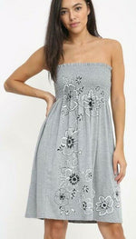 Load image into Gallery viewer, Women Chunky Floral Print Sheering Top Ladies Bandeau BoobTube Tunic Party Dress