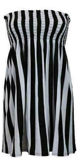 LADIES WOMEN PLUS SIZE SHEERING BOOBTUBE BANDEAU STRAPLESS TOP SUMMER DRESS 8-14