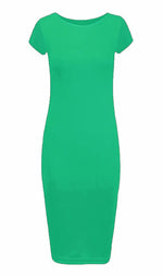 Load image into Gallery viewer, LUXE DIVA Ladies Scoop Neck Bodycon Dress Cap Sleeve Slim Fit Midi Dress Womens Plus Size Plain Stretch Ladies Jersey Midi Dress Sizes 8-26