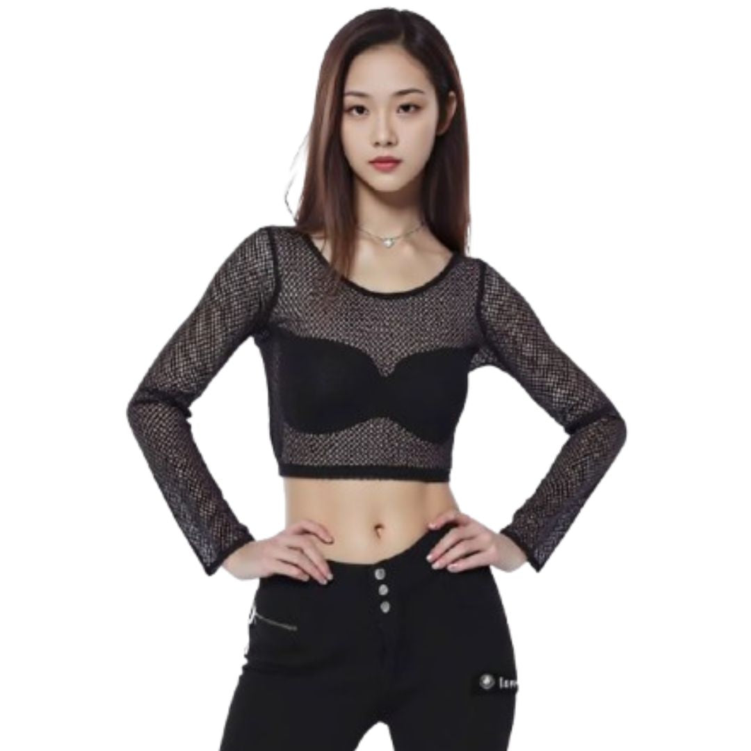 LUXE DIVA  women Ladies Fishnet Crop Tops ,Minidress Cycling Shorts & Hotpant