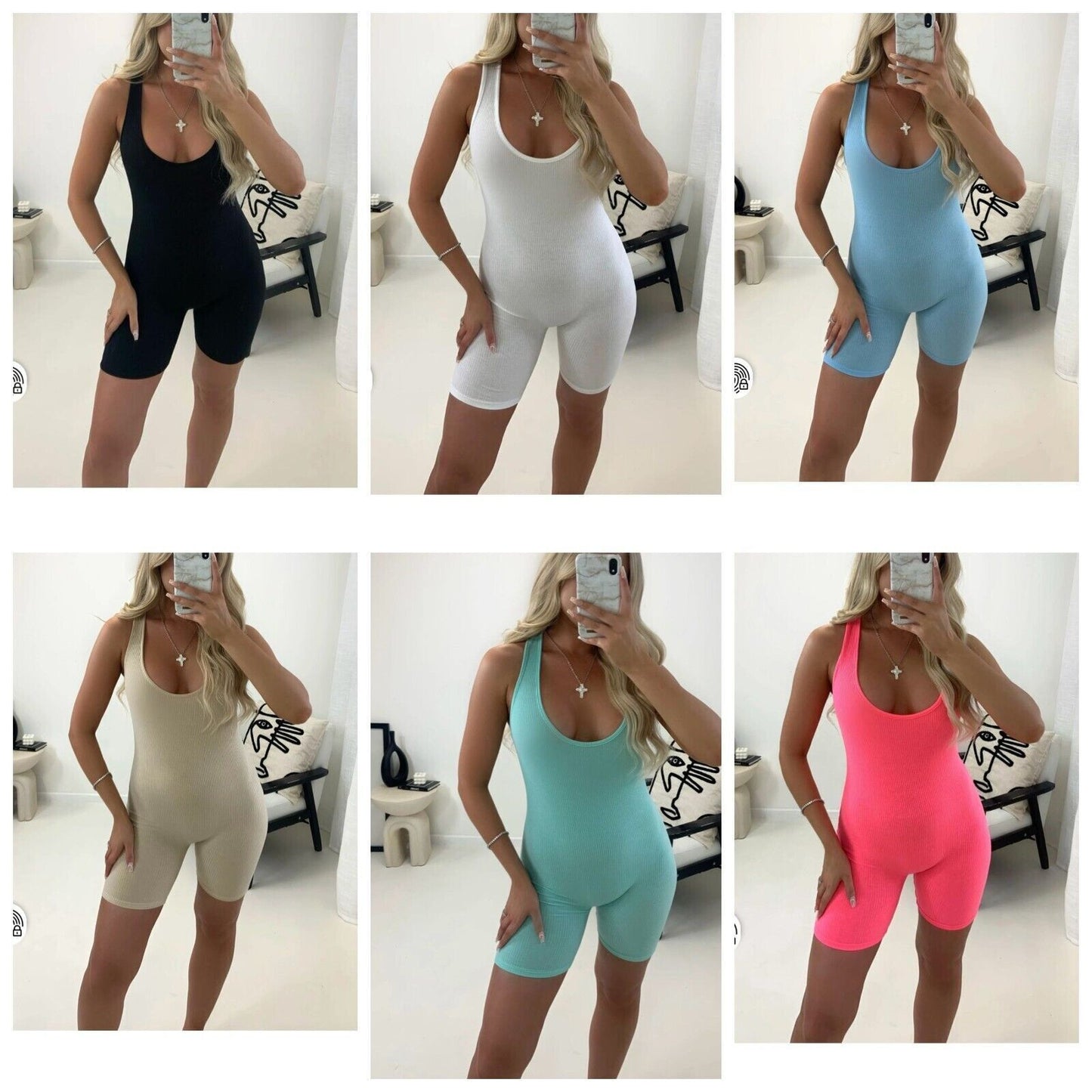 WomenÕs Ribbed Playsuit Ð Sleeveless Mini Unitard Bodysuit
