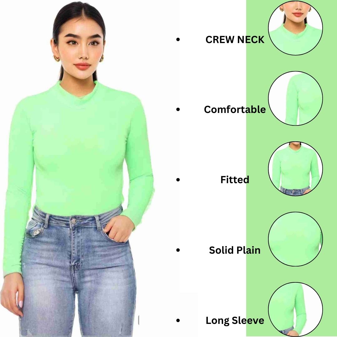 LUXE DIVA Bodysuit for Women Mock Turtle Neck Long Sleeve Tops Slim Fit Basic Stretch Soft Bodysuit Jumpsuit