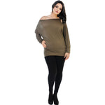 Load image into Gallery viewer, LUXE DIVA One Off-Shoulder Tops with Long Sleeves, Off Shoulder Batwing Jumper, Ladies Batwing Top in Black, Red, White Plus 21 Colors More UK