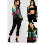 Load image into Gallery viewer, LUXE DIVA New sequin glitter bomber Ladies club dance party festival costume biker jacket