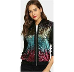 Load image into Gallery viewer, LUXE DIVA Ladies sequin glitter bomber club dance party festival costume biker jacket