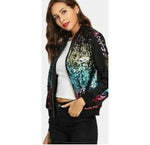 Load image into Gallery viewer, LUXE DIVA Ladies sequin glitter bomber club dance party festival costume biker jacket