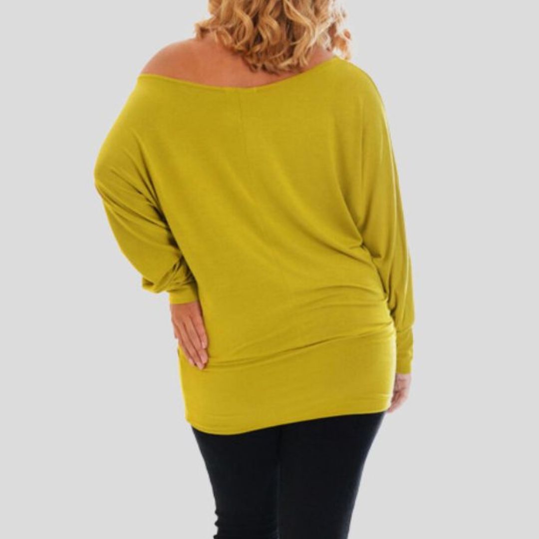 LUXE DIVA One Off-Shoulder Tops with Long Sleeves, Off Shoulder Batwing Jumper, Ladies Batwing Top in Black, Red, White Plus 21 Colors More UK