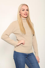 Load image into Gallery viewer, LUXE DIVA LADIES KNITTED POLO NECK JUMPER REMEL LABEL ( merry gold ) SUPER STRECH FINE KNIT POLO NECK