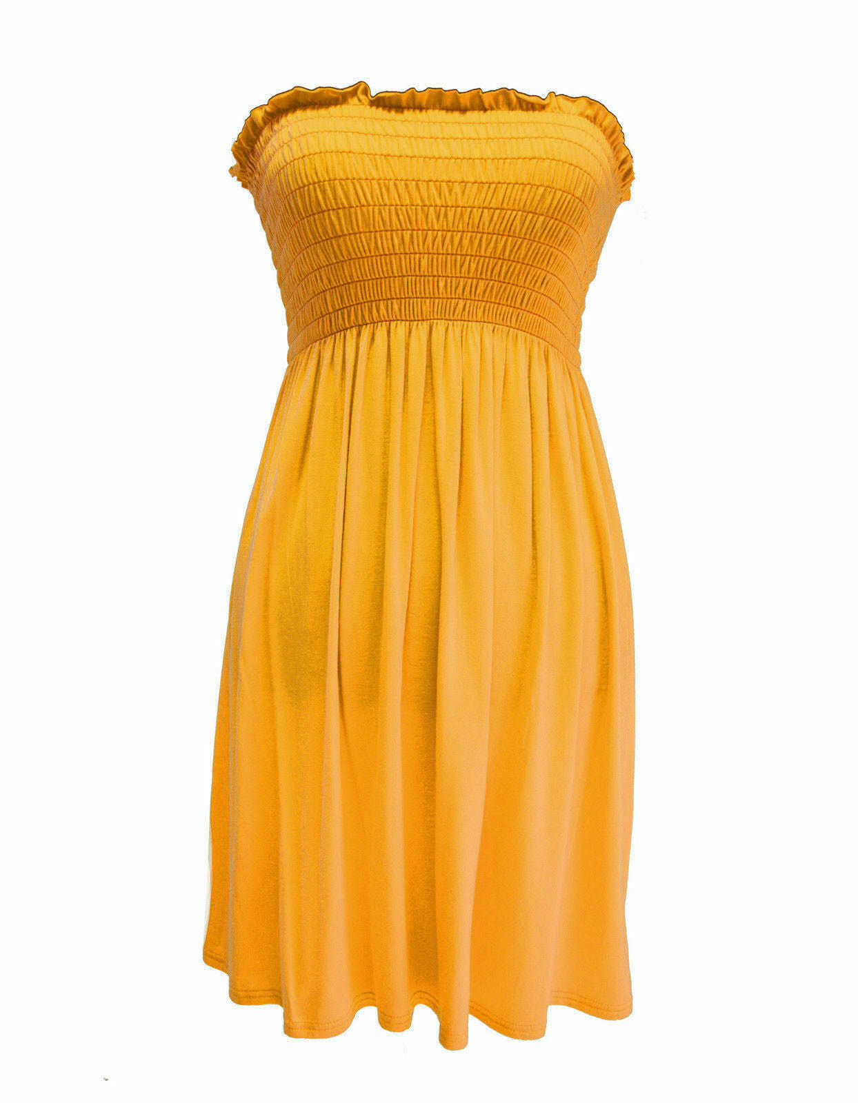 LADIES WOMEN PLUS SIZE SHEERING BOOBTUBE BANDEAU STRAPLESS TOP SUMMER DRESS 8-14