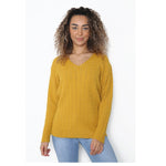 Load image into Gallery viewer, WOMEN'S LADIES CABLE KNITTED LONG SLEEVE CABLE JUMPER V NECK TOP WINTER SWEATER