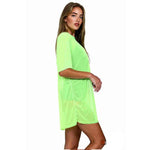 Load image into Gallery viewer, LUXE DIVA Womens Round Neck  Sheer Mesh Top Ladies Short Sleeve Tunic Baggy T-Shirt Dress