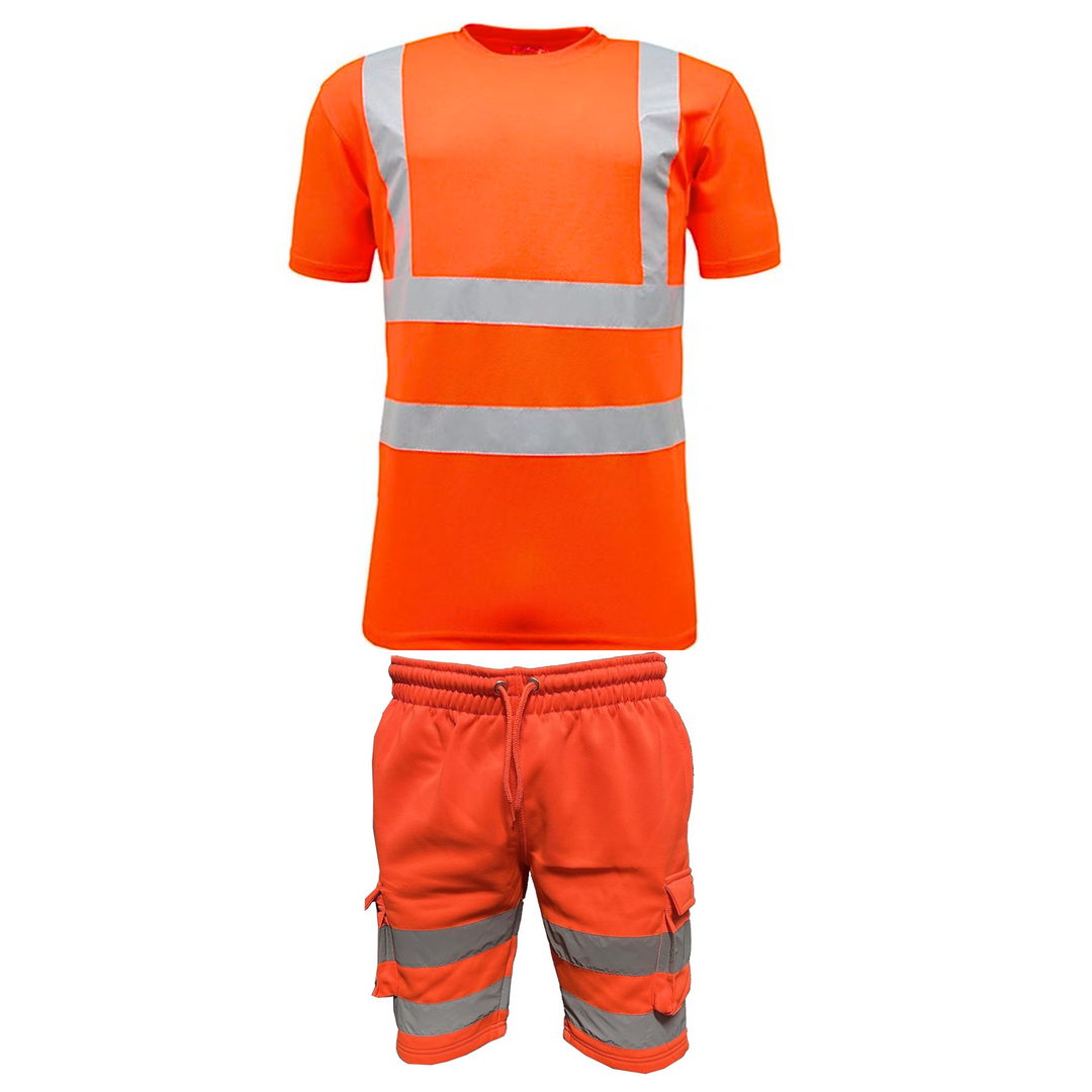 LUXE DIVA Hi Vis Safety Cargo Shorts High Visibility Reflective Workwear Security Combat Pockets Lightweight Utility Jogger for Men