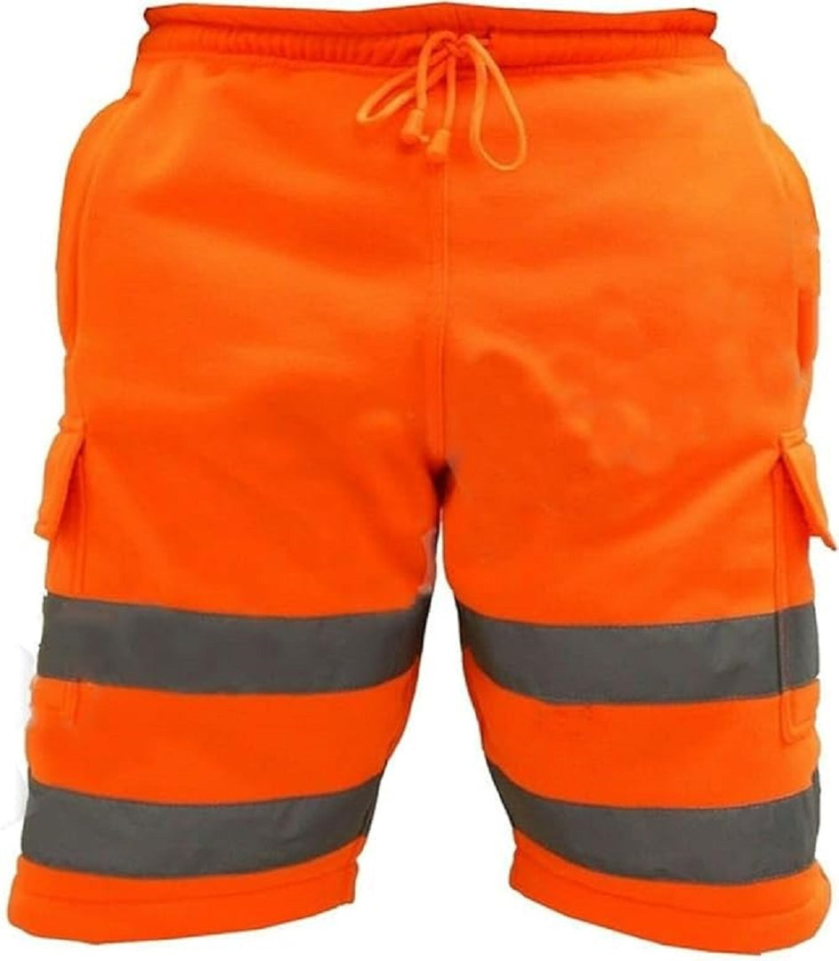 LUXE DIVA Hi Vis Safety Cargo Shorts High Visibility Reflective Workwear Security Combat Pockets Lightweight Utility Jogger for Men