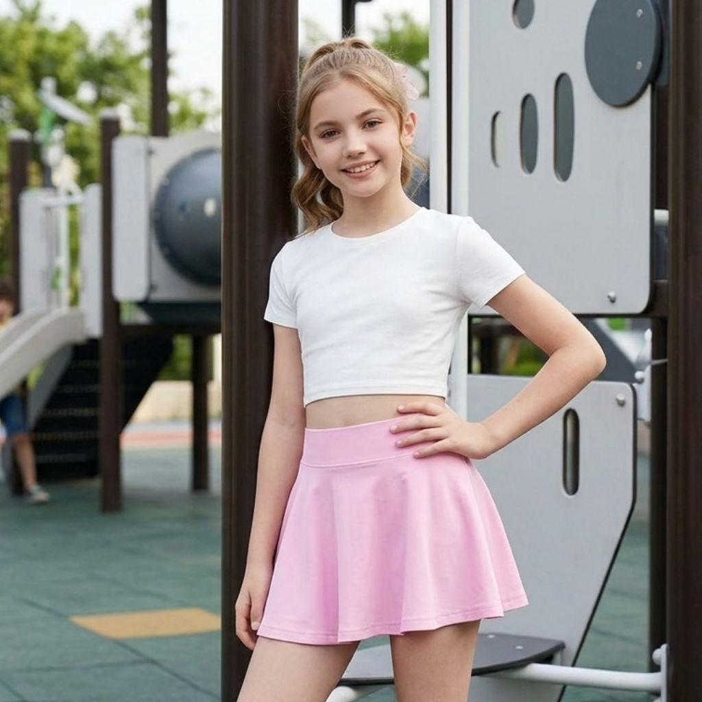 LUXE DIVA Girls Skort for Kids, Skirt with Built In Shorts, School, PE, Sports, Playwear Ages 5-13