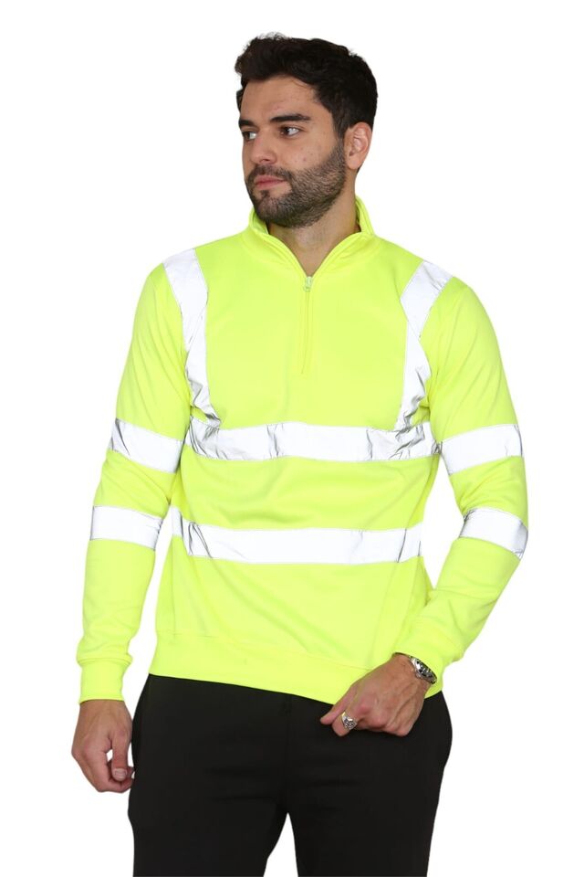 Hi Vis Quarter Zip Sweatshirt Ð Reflective Safety Fleece
