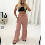 Load image into Gallery viewer, Womens Ladies Wide Leg Drawstring Palazzo Bottom Trouser Pant Elasticated Waist