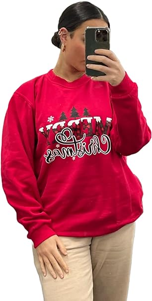LUXE DIVA Women's Merry Christmas Slogan Sweatshirt