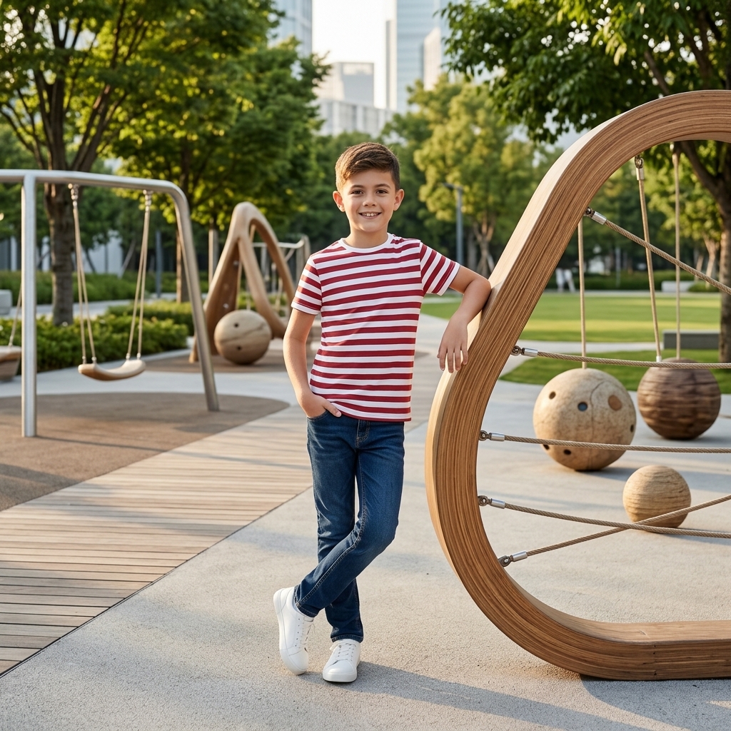 LUXE DIVA Kids Striped T-Shirt – Unisex Boys & Girls Crew Neck Short Sleeve Top