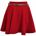 Load image into Gallery viewer, LUXE DIVA Womens Belted Flared Mini Swing Skirt Short Skater Party Plain Ladies UK 8-22