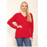 Load image into Gallery viewer, WOMEN'S LADIES CABLE KNITTED LONG SLEEVE CABLE JUMPER V NECK TOP WINTER SWEATER