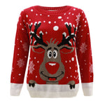 Load image into Gallery viewer, LUXE DIVA Women's Knitted Rudolph on wall Xmas Snowflake Ladies kids Reindeer Pom Jumpers