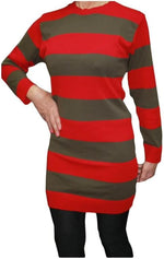 Load image into Gallery viewer, LUXE DIVA Women’s Red Green Stripe Knitted Jumper Ladies Halloween Fancy Dress Sweater Top Girls Long Sleeve Knitted Pullover Winter Sweatshirt