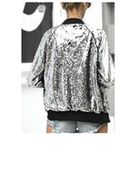 Load image into Gallery viewer, LUXE DIVA New sequin glitter bomber Ladies club dance party festival costume biker jacket