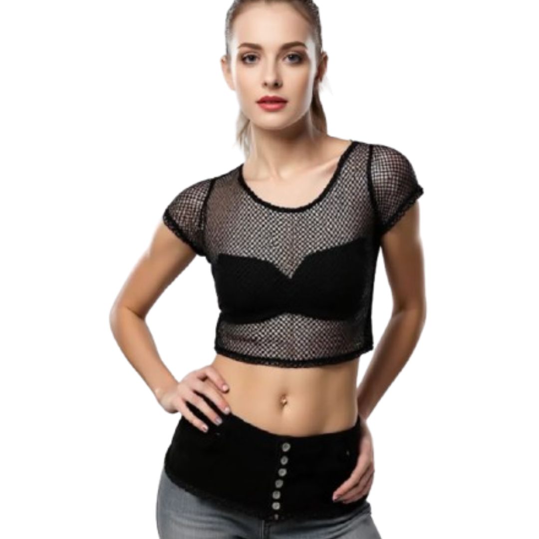 LUXE DIVA  women Ladies Fishnet Crop Tops ,Minidress Cycling Shorts & Hotpant