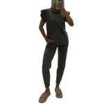 Load image into Gallery viewer, LUXE DIVA Womens Tracksuit Frill Peplum Sleeve Boxy Top Bottom Ladies Lounge Wear Set