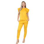 Load image into Gallery viewer, LUXE DIVA Womens Tracksuit Frill Peplum Sleeve Boxy Top Bottom Ladies Lounge Wear Set