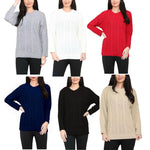 Load image into Gallery viewer, LUXE DIVA LADIES ROUND NECK LONG SLEEVE KNITTED JUMPER SELF PATTERN WITH DIAMOND ALL WAY DOWN CABLE KNIT Clothing Comfort