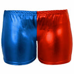 Load image into Gallery viewer, Ladies Girls Kids Halloween Costume Shiny Wet Look Jacket, Leggings, Pants Women Metallic Red & Blue Hot Sexy Shorts