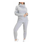 Load image into Gallery viewer, LUXE DIVA Ladies Chunky Knitted Ribbed Polo High Neck Top Set Womens Leggings Loungewear Joggers Tracksuit0