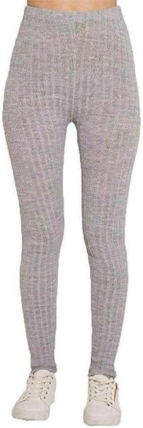 Ladies Chunky Cable Knitted Full Length Thick Leggings Women's Stretchy Pants Ladies Plain Warm Thick Chunky Cable Ladies Ribbed Knitted Leggings