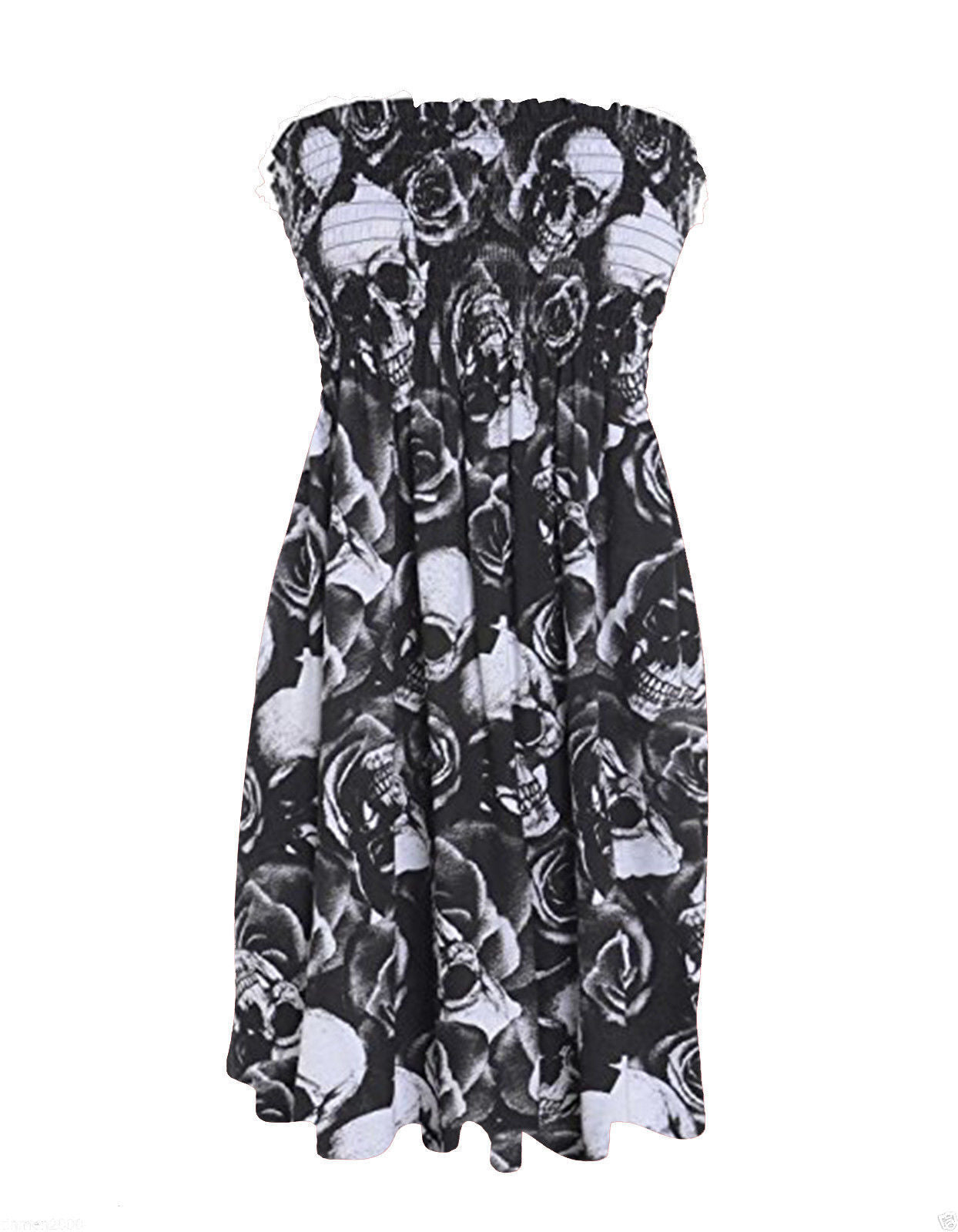 LADIES WOMEN PLUS SIZE SHEERING BOOBTUBE BANDEAU STRAPLESS TOP SUMMER DRESS 8-14