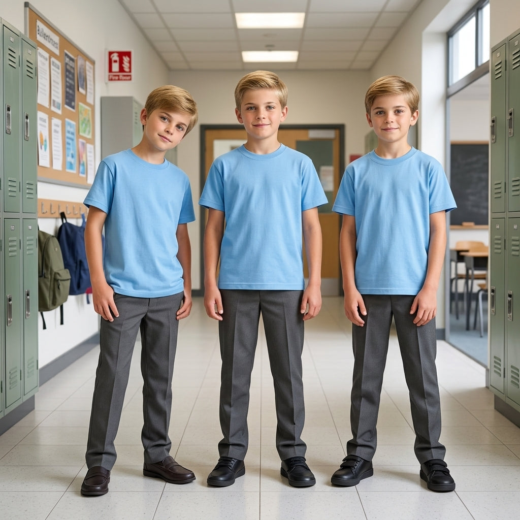 LUXE DIVA Kids Plain T-Shirts Boys & Girls School PE Tops Ages 2–15 Years Pack of 1, 2 or 3