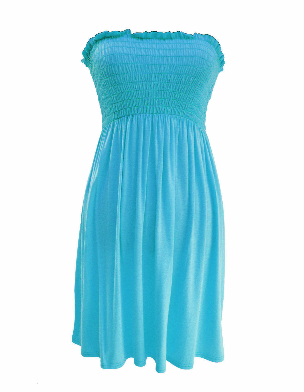 LADIES WOMEN PLUS SIZE SHEERING BOOBTUBE BANDEAU STRAPLESS TOP SUMMER DRESS 8-14