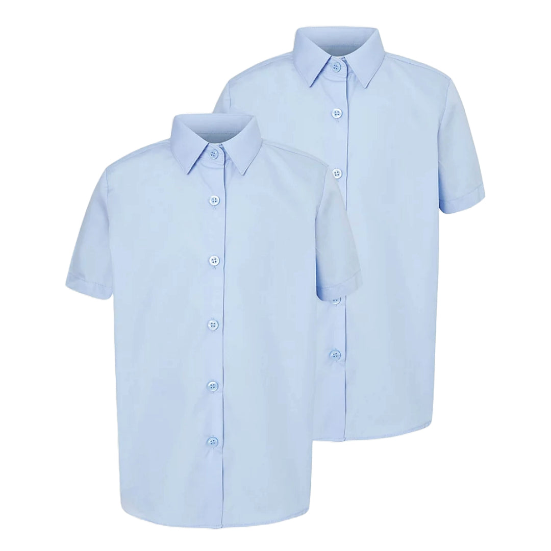 Kids  Girls School Uniform Short Sleeve Polycotton Blouse Shirt