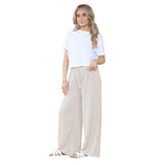 Load image into Gallery viewer, Ladies Wide Leg Drawstring Palazzo Bottom Trouser Pant Elasticated Waist