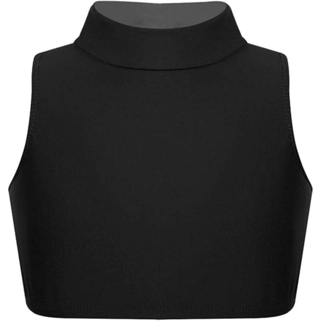 LUXE DIVA Girls Gymnastics Crop Tops – Kids Sleeveless Turtle Neck Crop Top for Dance, Yoga, Sports, Running – Plain Summer Vest Activewear for Girls Ages 5-13 Years
