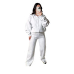 Load image into Gallery viewer, LUXE DIVA Womens Drop Shoulder Front Zip Plush Jacket Long Line Wide Leg Bottom Co-ord Set One Size Fits 8-14