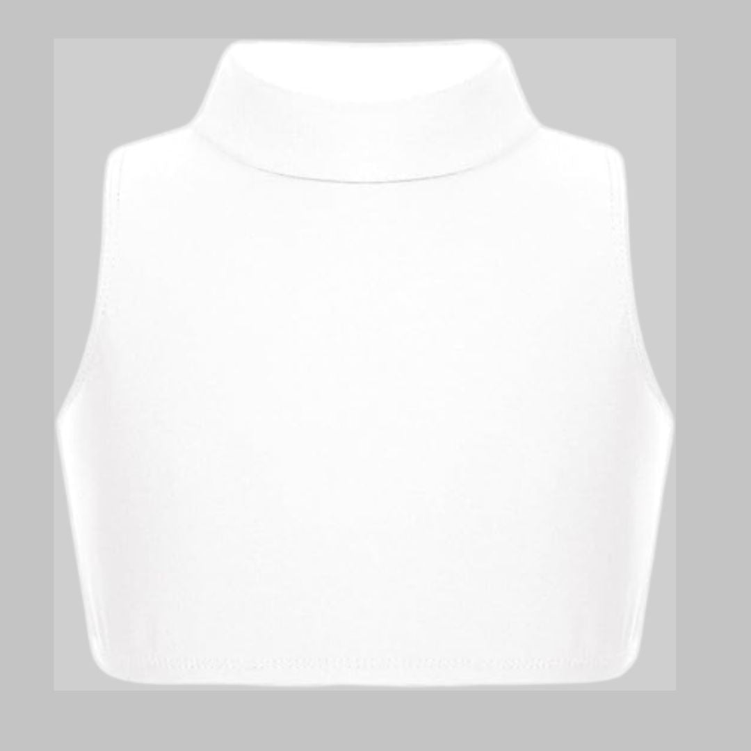 LUXE DIVA Girls Gymnastics Crop Tops – Kids Sleeveless Turtle Neck Crop Top for Dance, Yoga, Sports, Running – Plain Summer Vest Activewear for Girls Ages 5-13 Years