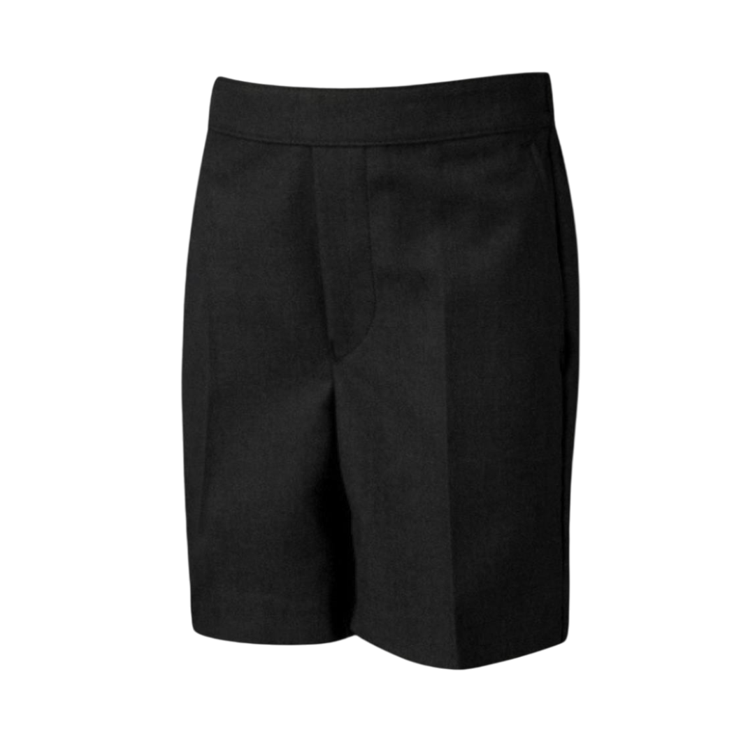 LUXE DIVA Boys School Shorts – Classic Black Knee-Length Uniform Shorts with Pockets, Easy Pull-On Design, Half Elastic Waistband for Ages 2-10 Years