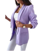 Load image into Gallery viewer, LUXEDIVA Womens Ruched Sleeve Fully Lined Blazer Collared Casual Ladies Formal Jacket Top