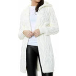 Load image into Gallery viewer, LUXE DIVA LADIES CABLE ALL-OVER HOODED ITALIAN KNITTED OPEN FRONT STYLE CARDIGAN