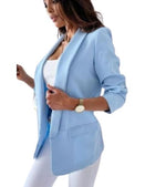 Load image into Gallery viewer, LUXEDIVA Womens Ruched Sleeve Fully Lined Blazer Collared Casual Ladies Formal Jacket Top