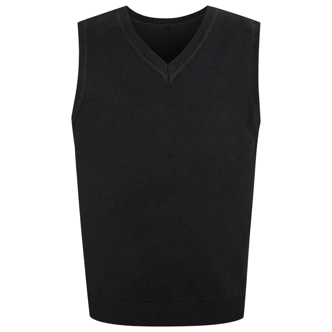 LUXE DIVA Kids Black V-Neck Knitted School Tank Top – Sleeveless Uniform Sweater Vest for Boys Ages 3–13 – Classic Fit, Soft & Durable Fabric