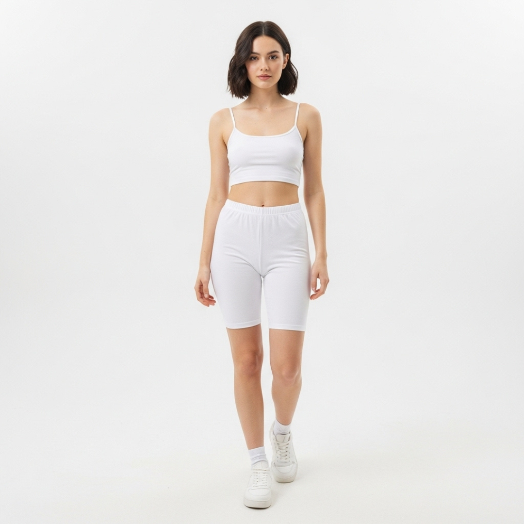 LUXE DIVA 2-Piece Set – Cami Bra Top and Cotton Cycling Short for Women, Soft Comfortable Loungewear, Workout, Yoga & Everyday Wear for All