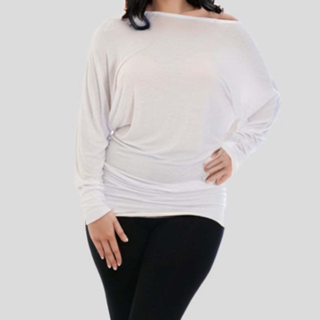 LUXE DIVA One Off-Shoulder Tops with Long Sleeves, Off Shoulder Batwing Jumper, Ladies Batwing Top in Black, Red, White Plus 21 Colors More UK