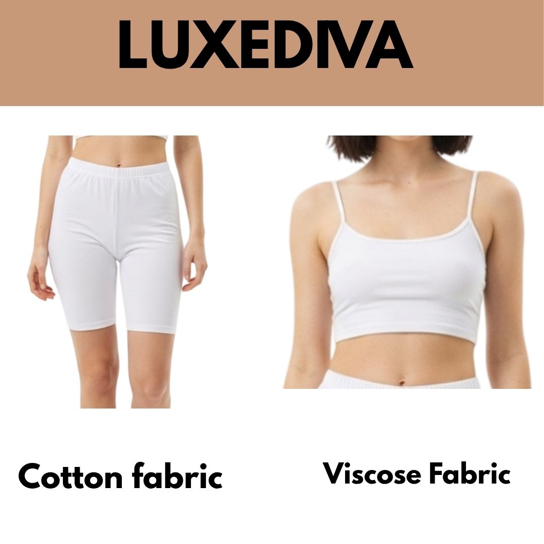 LUXE DIVA 2-Piece Set – Cami Bra Top and Cotton Cycling Short for Women, Soft Comfortable Loungewear, Workout, Yoga & Everyday Wear for All